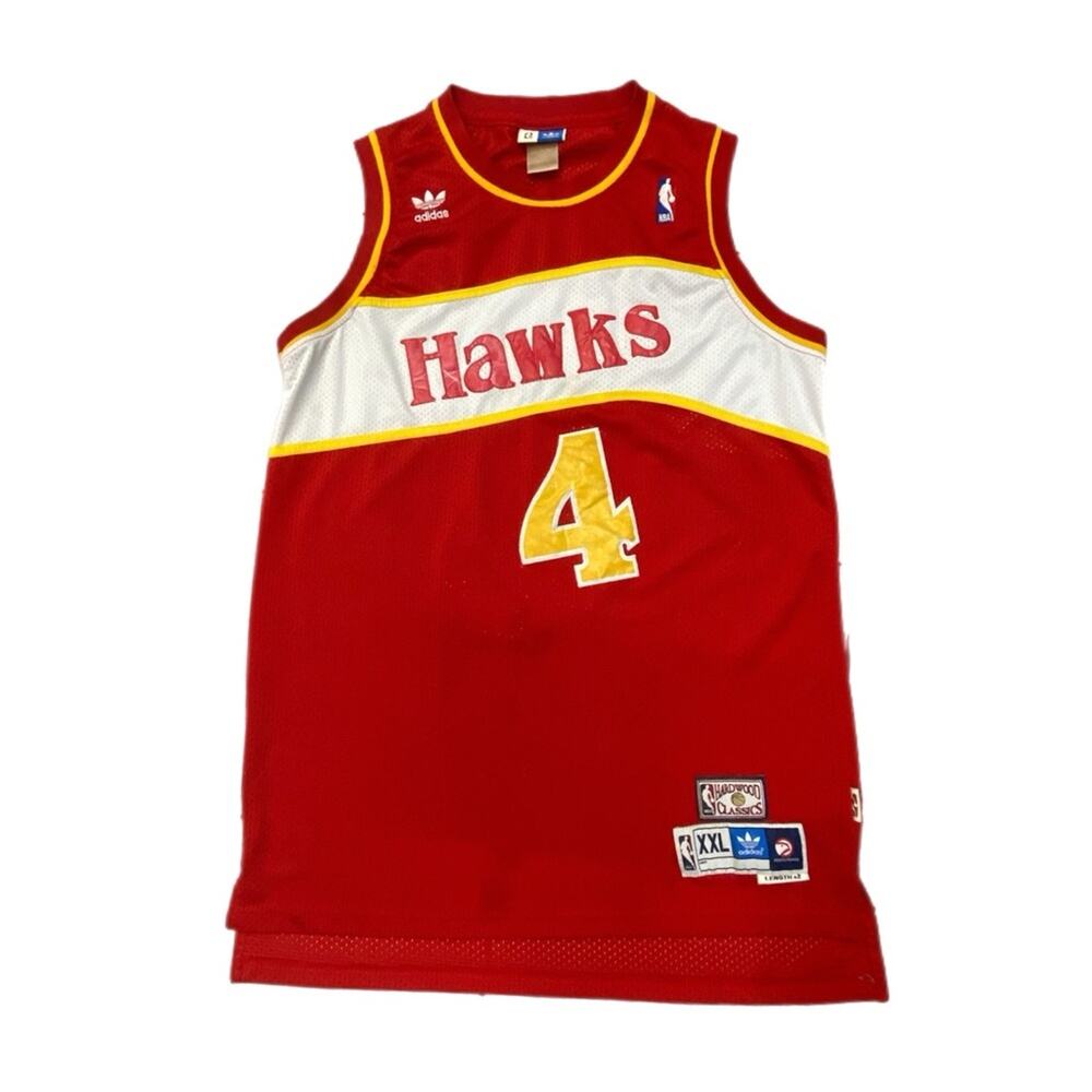 vintage Atlanta Hawks Spud Webb #4 Adidas Hardwood Classic Jersey